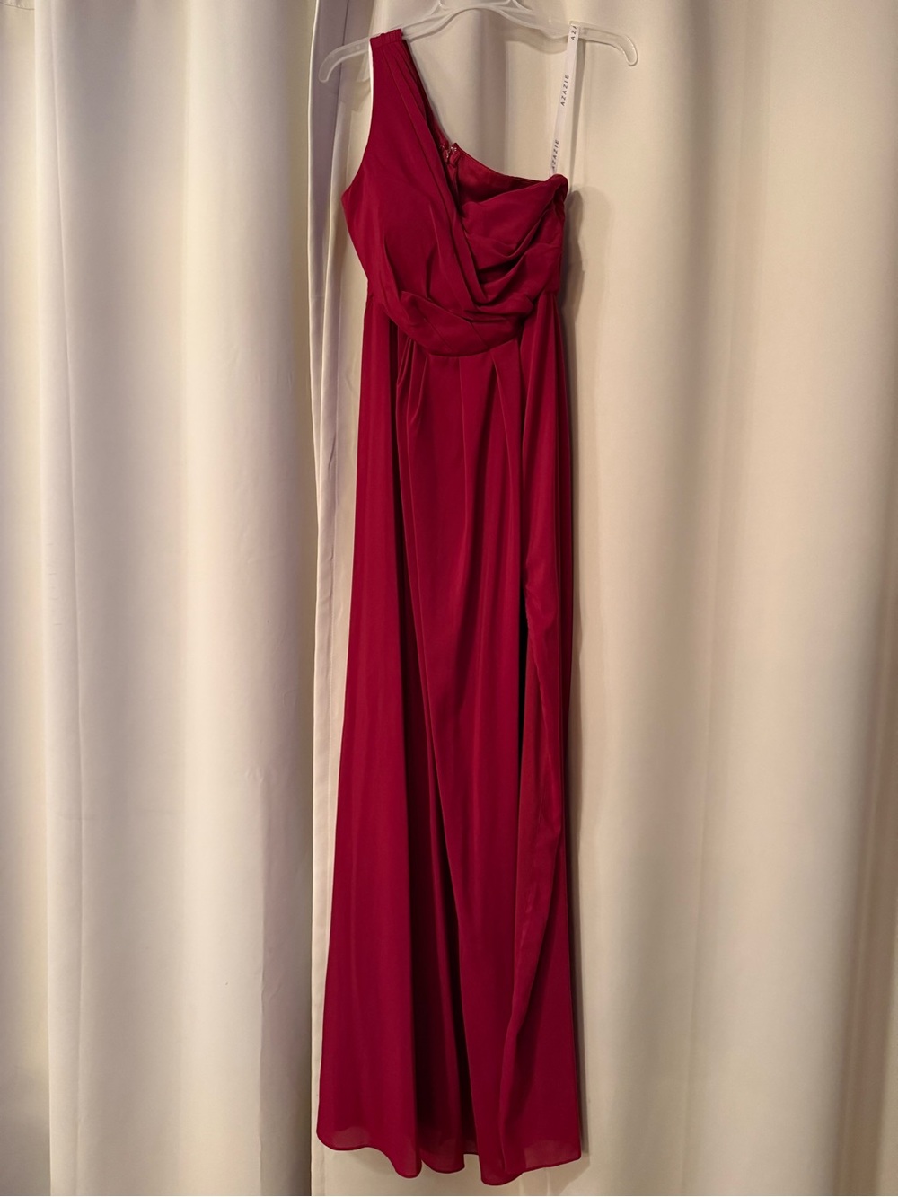 Azazie one shoulder wine bridesmaid dress